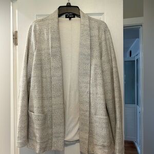 Express Light Gray Open Cardigan with Cream Lining women’s size large